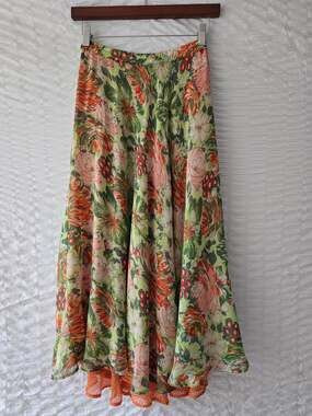 Coldwater Creek Long Floral Layered Skirt Size Petite XS